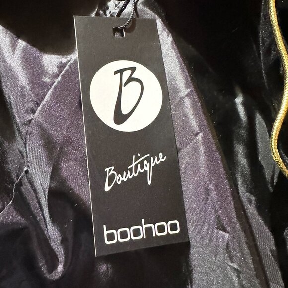 Boohoo Amy Boutique Velvet Admiral Jacket Military Embroidered Black Size 10 - Picture 9 of 13